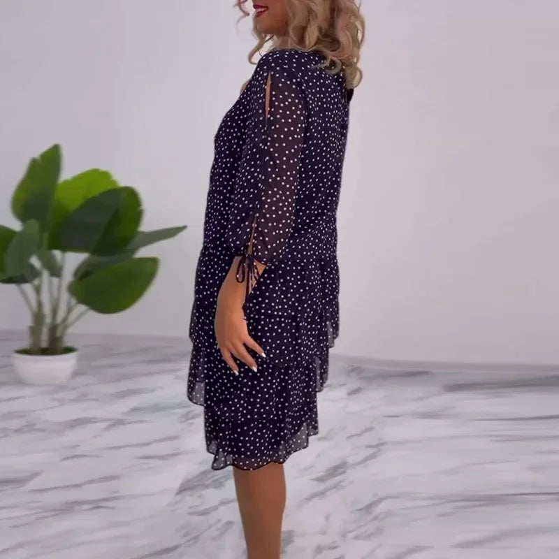 Ella - Elegancka Midi Sukienka w Kropki