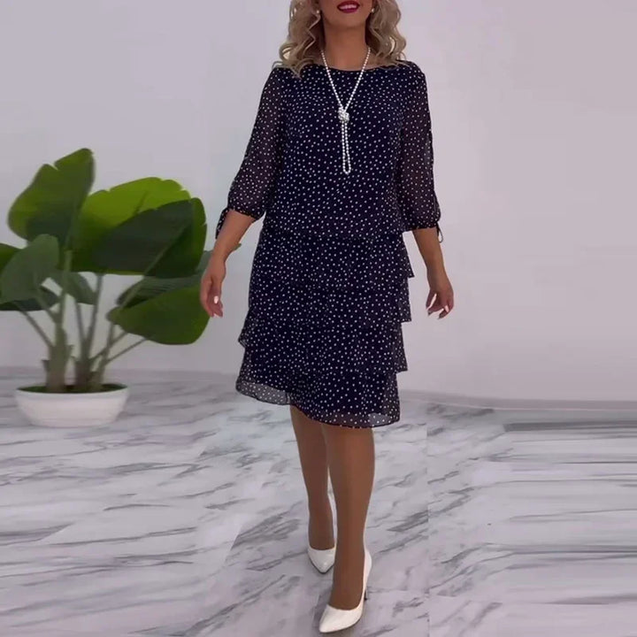Ella - Elegancka Midi Sukienka w Kropki
