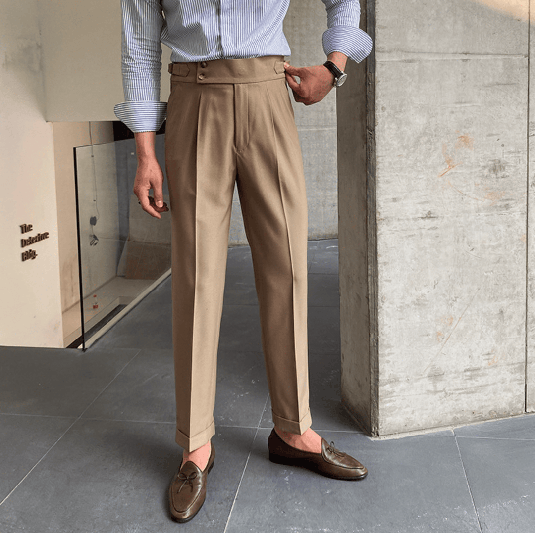 Edward - Eleganckie Spodnie z Wysokim Stanem