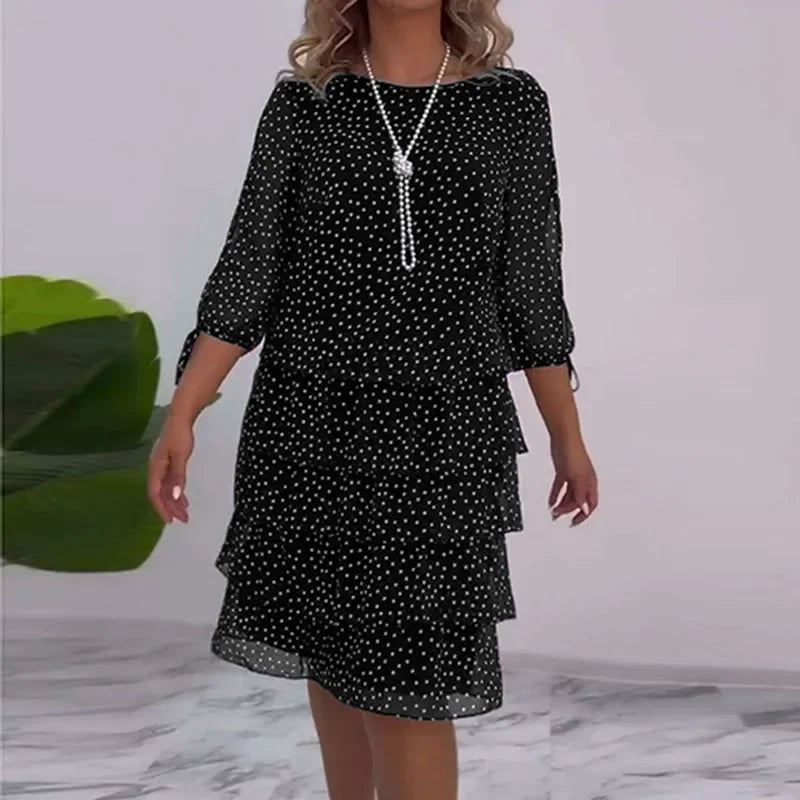 Ella - Elegancka Midi Sukienka w Kropki